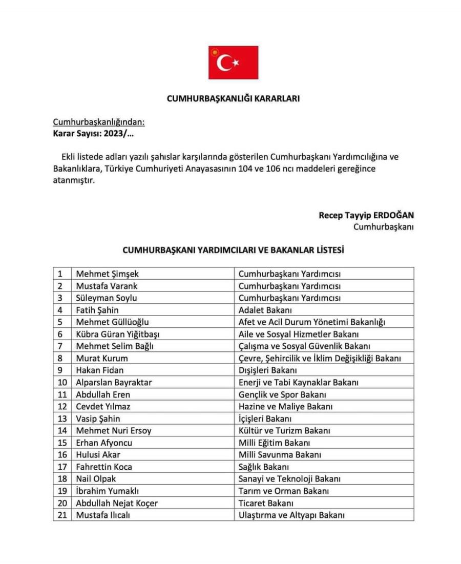 bakan liste