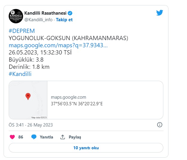 kandilli deprem 