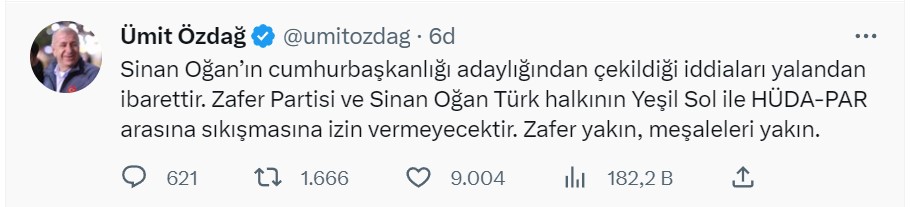 ümit özdağ tweet 