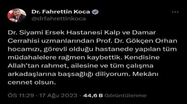 fahrettin koca başsağlığı
