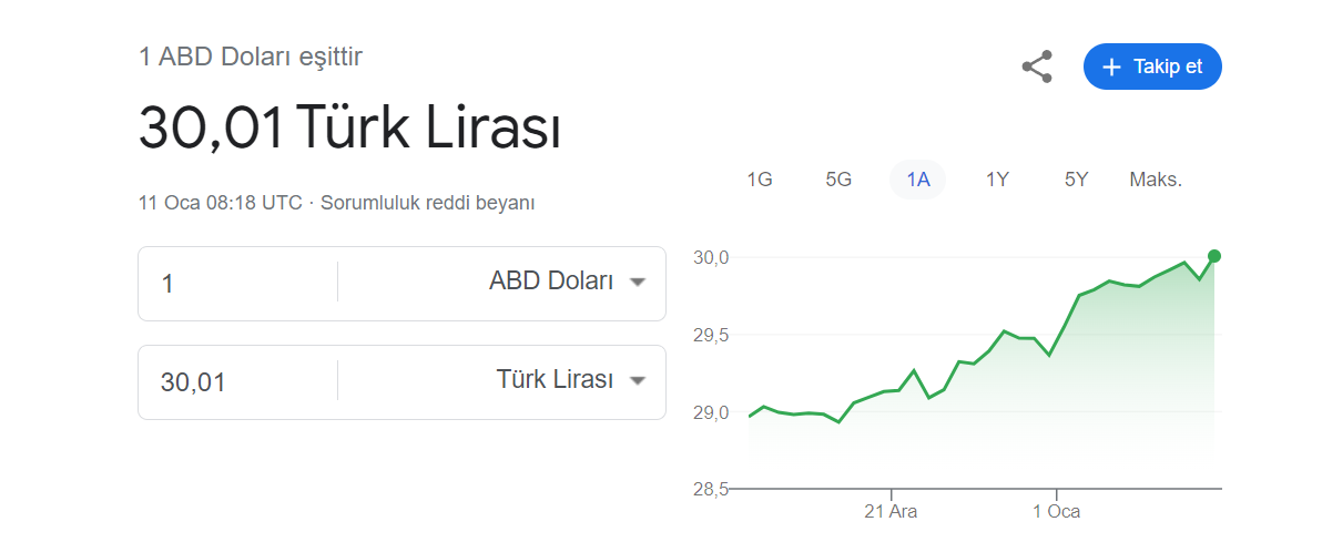 dolar 30 tl 