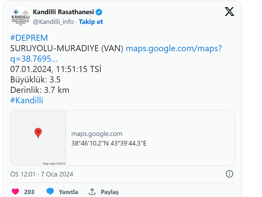 kandilli tweet 