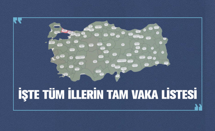 Iste Tum Illerin Tam Vaka Listesi