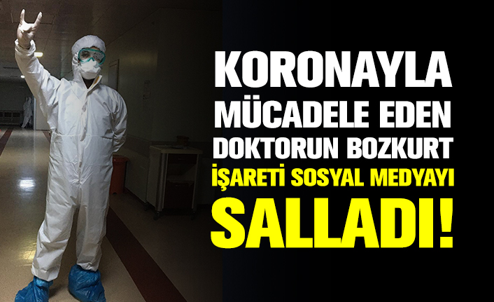 Koronavirüsle mücadele eden doktorun Bozkurt işareti sosyal medyayı salladı
