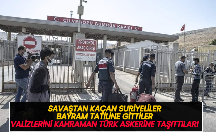 Suriyelilerin tatil geçidinde Türk Askerine valiz taşıtıldı