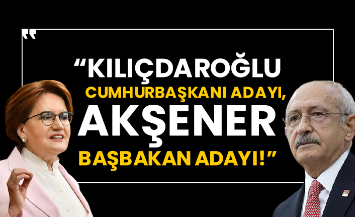 “Kılıçdaroğlu cumhurbaşkanı adayı, Akşener başbakan adayı!”