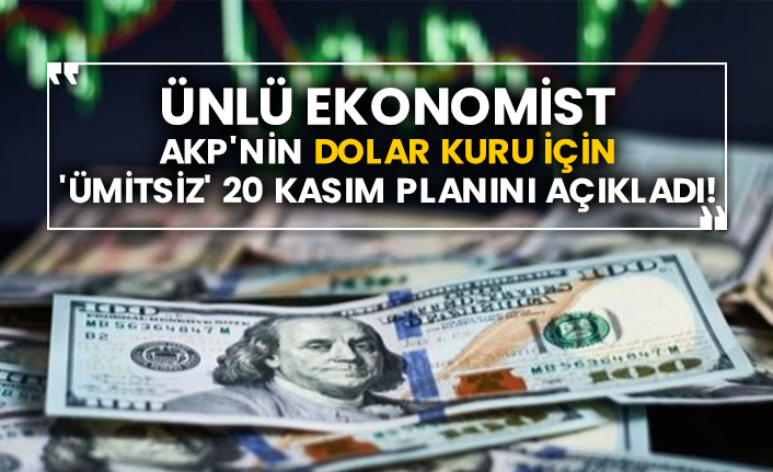 Ünlü ekonomist AKP'nin dolar kuru için 'ümitsiz' 20 Kasım planını açıkladı!